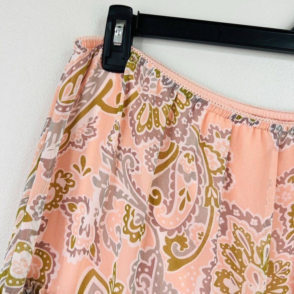 Chadwicks of Boston Peach Paisley Tiered Flowy Lined Skirt Cottagecore Size XL - Picture 2 of 9